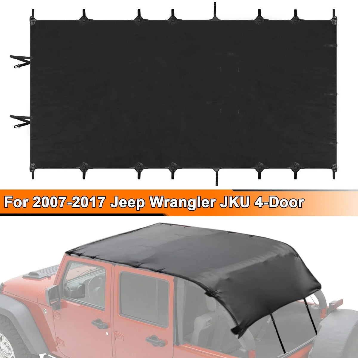 Soft Top Wrangler Top Roof 2-Door PU 2007-2017 JK Black Leather Top Extended Cover Anti-UV Jeep Bikini for