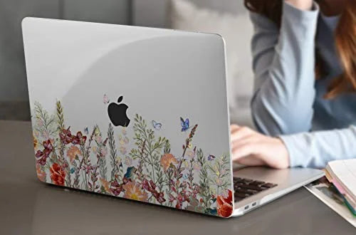 & 13 Crystal Floral ID Shell - Dongke Retina Case Touch Inch Air Display Cover 2020 for M1/A2179/A1932, MacBook Release Illustration with 2018 Clear 13" Model: 2019 MacBook for Hard A2337 Air