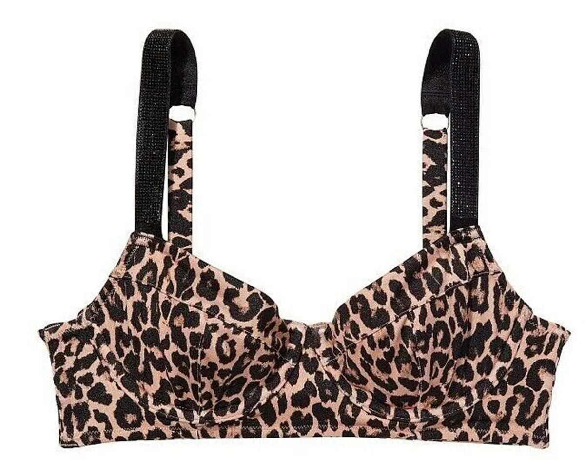 38D Strap Swim Top Size Animal Print Secret Bikini NWT Wicked Shine Victoria’s