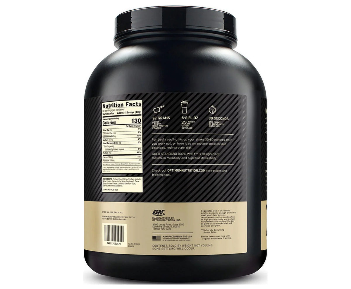 Protein Vanilla, Whey Servings 68 Standard 4.8 100% lb, Gold Nutrition, Naturally Optimum Powder, Flavored