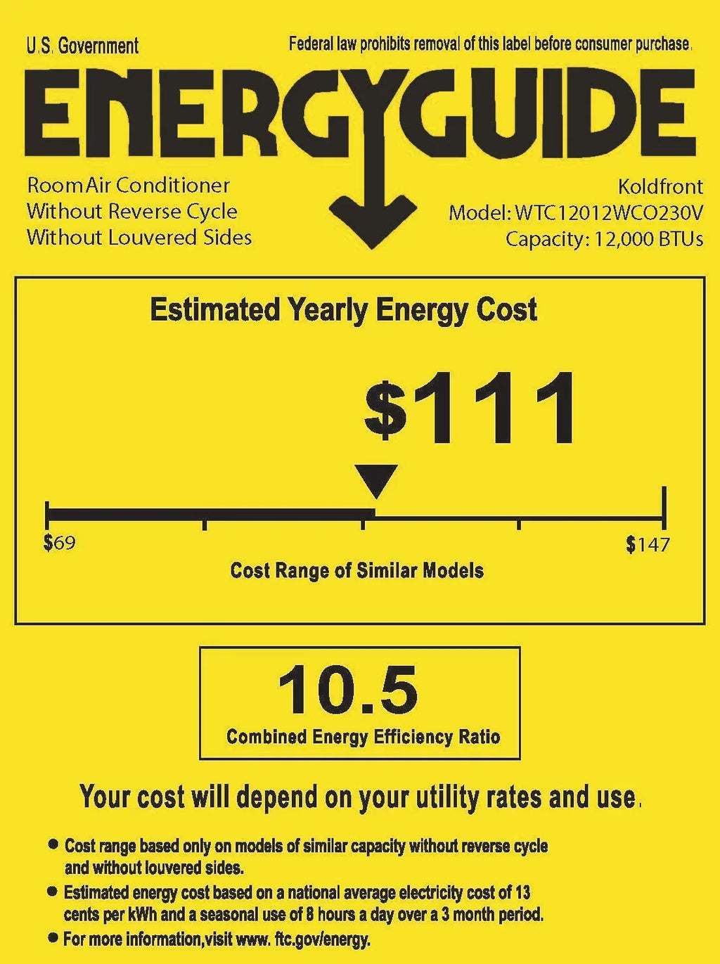 Through-The-Wall 12,000 Koldfront Wall 230 BTU And Conditioner Air Wtc12012wco230vslv Volt