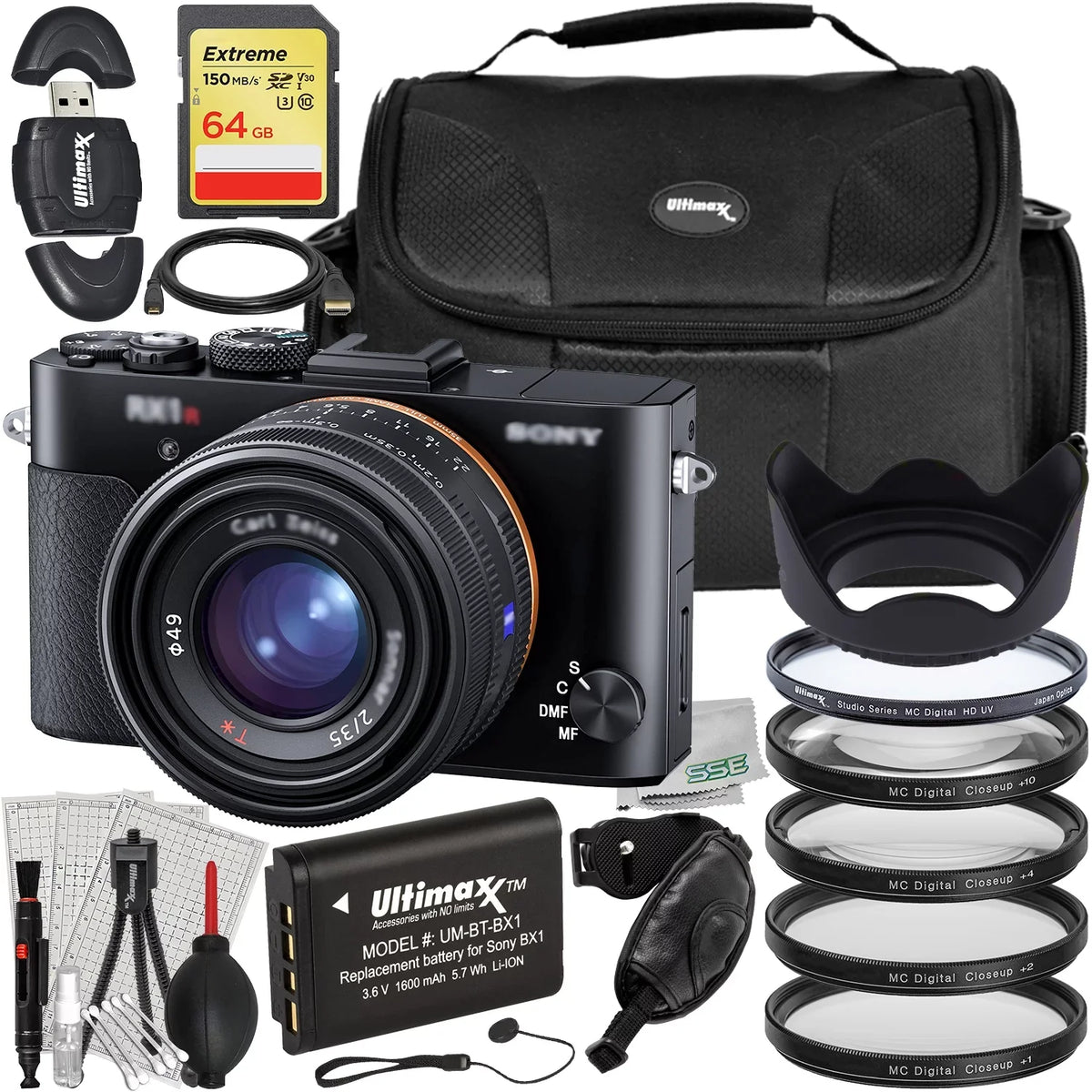 1x DSC-RX1R Camera More Extreme Includes: 64GB Bundle Ultimaxx Advanced Much II Memory Card, Sony Cyber-shot Bundle) Battery Digital - & (28pc Replacement