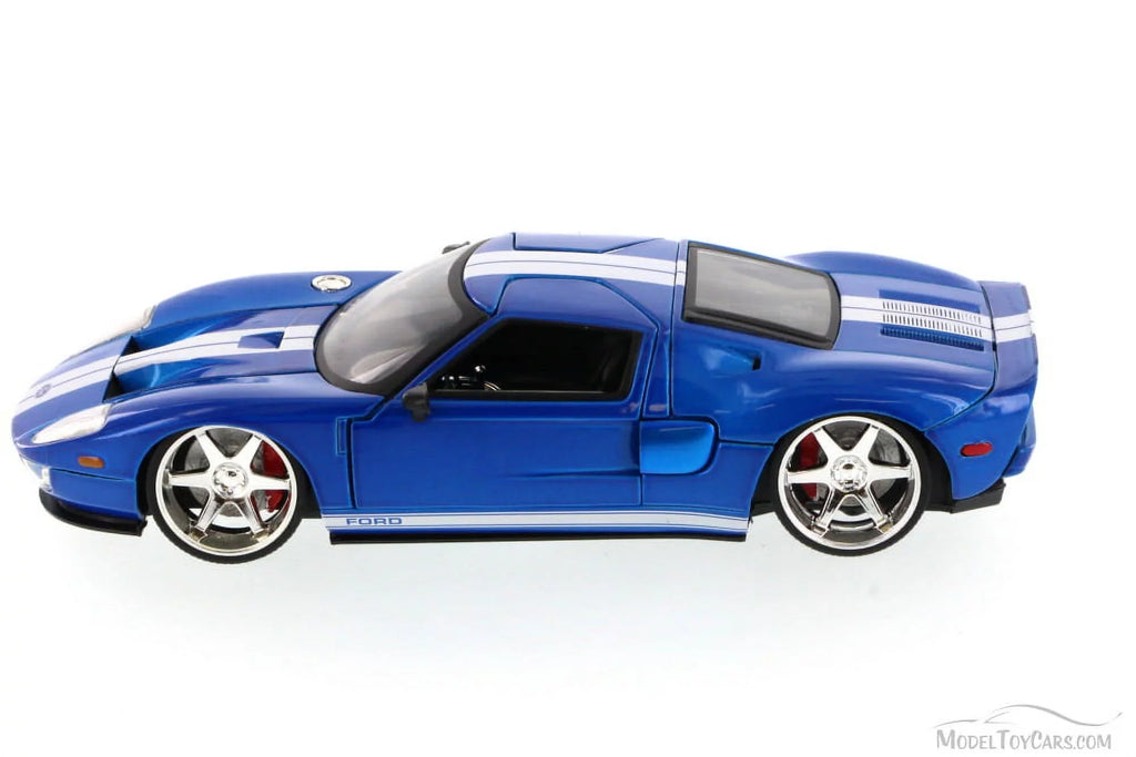 1/24 Blue Movie Stripes White by Diecast 7\" (2015) Model & Ford Car Furious Jada" \Fast GT with