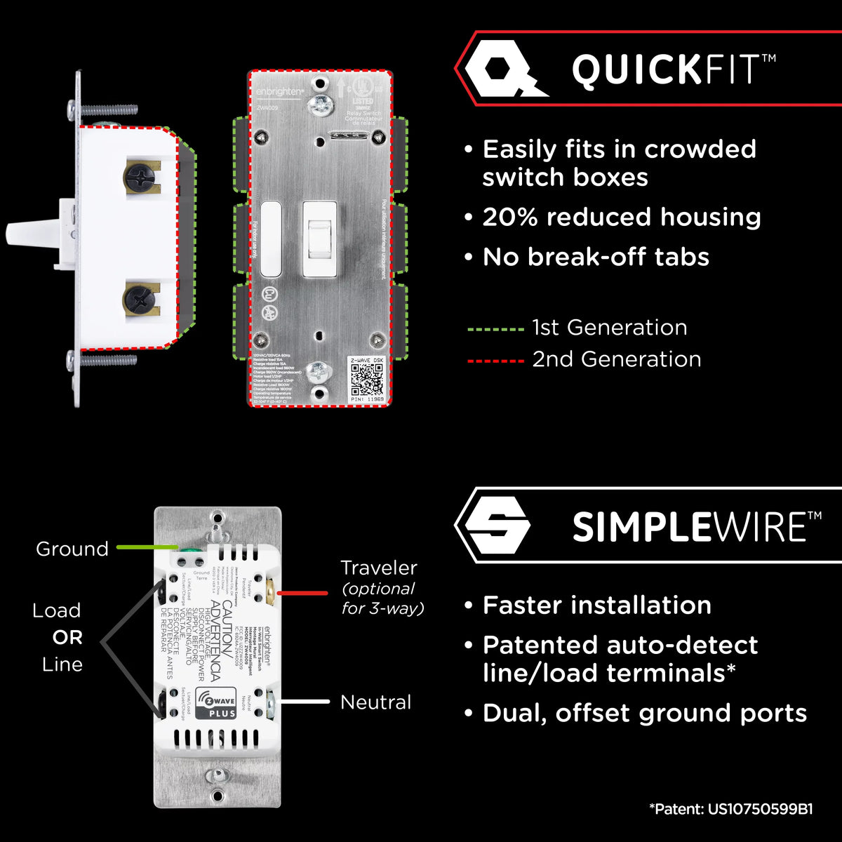 Z-Wave Light Enbrighten Hub Toggle Switch, Z-Wave 46202, Smart Plus White Required,