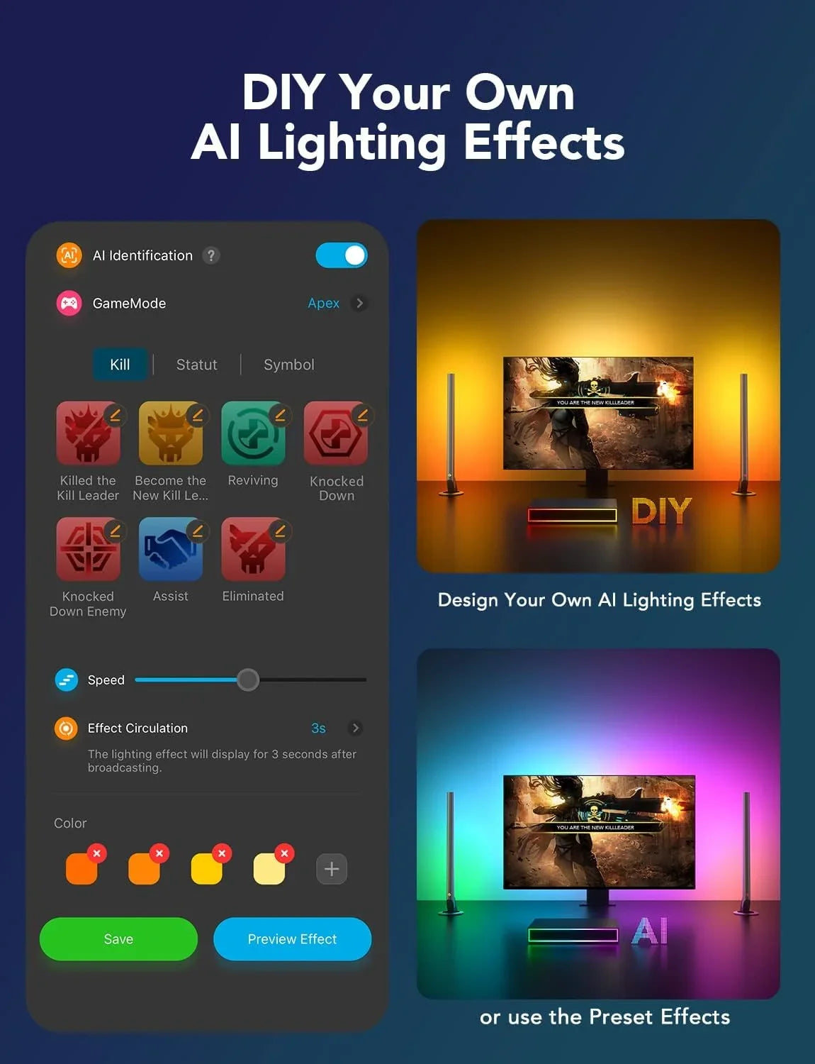 Box, And 3 Kit, for Alexa, Light, Box Out Light Govee Strip Monitors, LED with 27-34 Sync Assistant, HDMI2.0 In inch Works with Gaming Monitor Back CEC, Light 4K Google 1 AI HDMI Gaming and RGBIC Bars