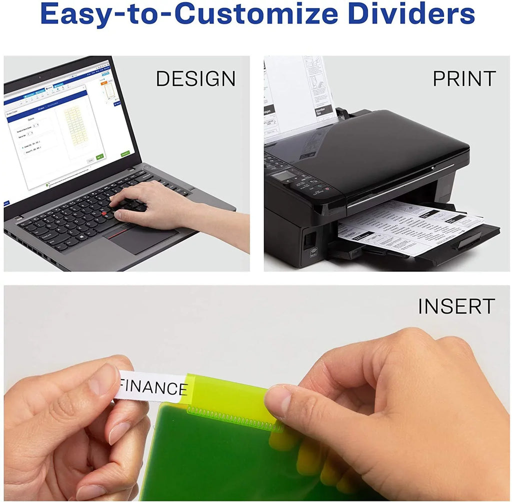 Insertable Big of Multicolor 24 8 Dividers, Case Sets Pack Plastic Tabs, Avery 11901 Tab