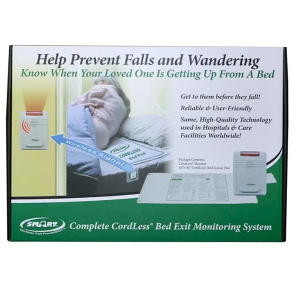 Monitoring Falls Piece Wandering While Help Cordless Sensing Smart and Unattended, Bed Exit Prevent Caregiver Set 2 Pressure Bed Alarm - Pad System with