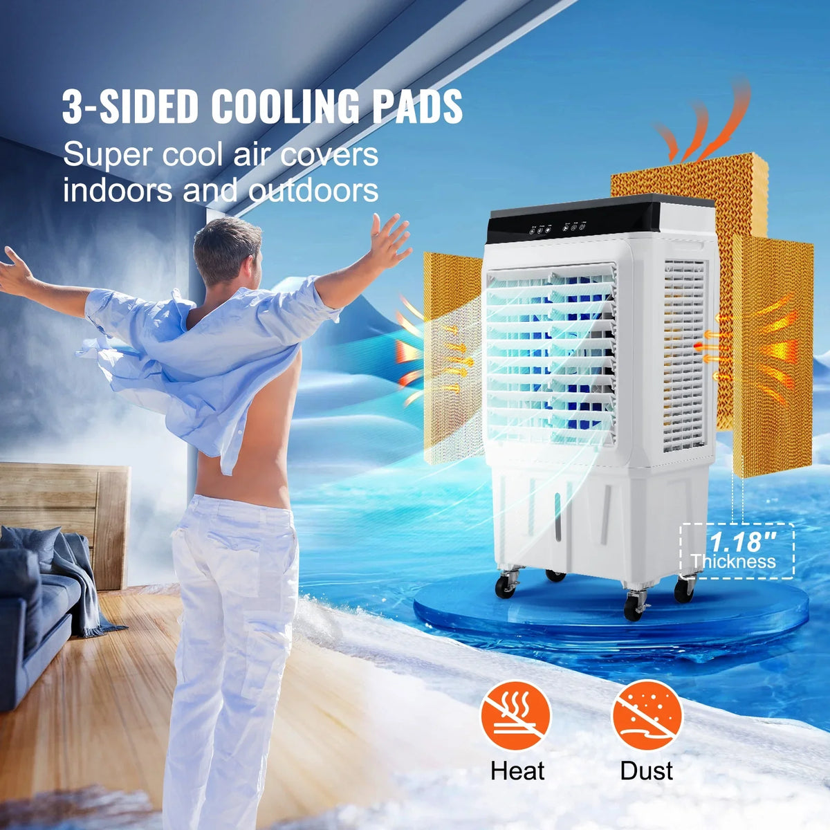 Cooler Air Gal Evaporative Timer 3-in-1 Swamp 7 Cooler 12h SKYSHALO CFM 2100 Humidifier