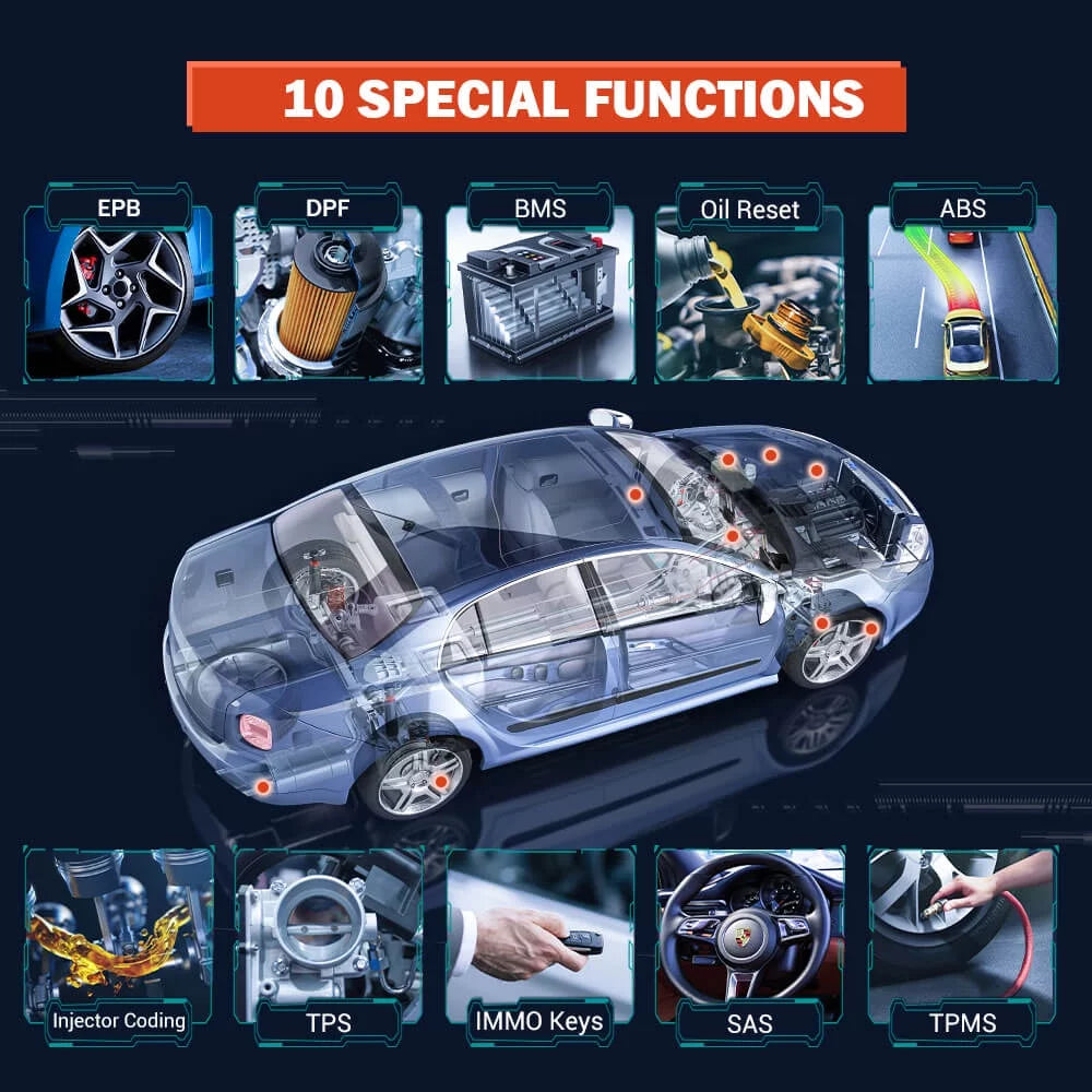 Automotive X6 Bluetooth System Reader Tool Scan OBD2 Auto Live OBD Scanner Bi-direactional Services Diagnostic Reset EOBD Automotive ANCEL Scan Diagnostic Car Scanner Tablet Car VIN 10 All Data Code
