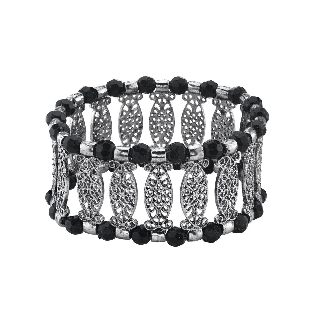 Filigree Black Color Bracelet Jewelry Stretch 1928