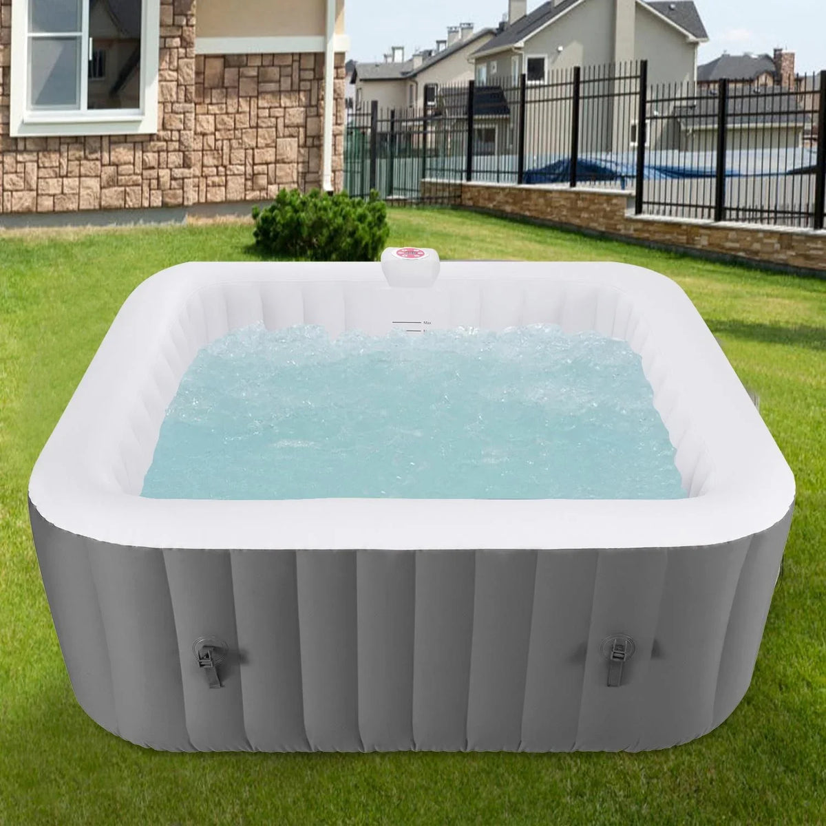 Lockable Capacity Hidden for 130 Machine, 104℉, Storage Tub Home Jets, 910L 73''Inflatable Hot Cover, Mat, Spa 6 Bag, Tub, with Indoor Hot Outdoor Massage Person Max