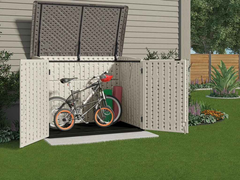 D Plastic Gray, and H in x 52 in 70.5 Suncast Off-White x W Shed, Storage 44.25 in