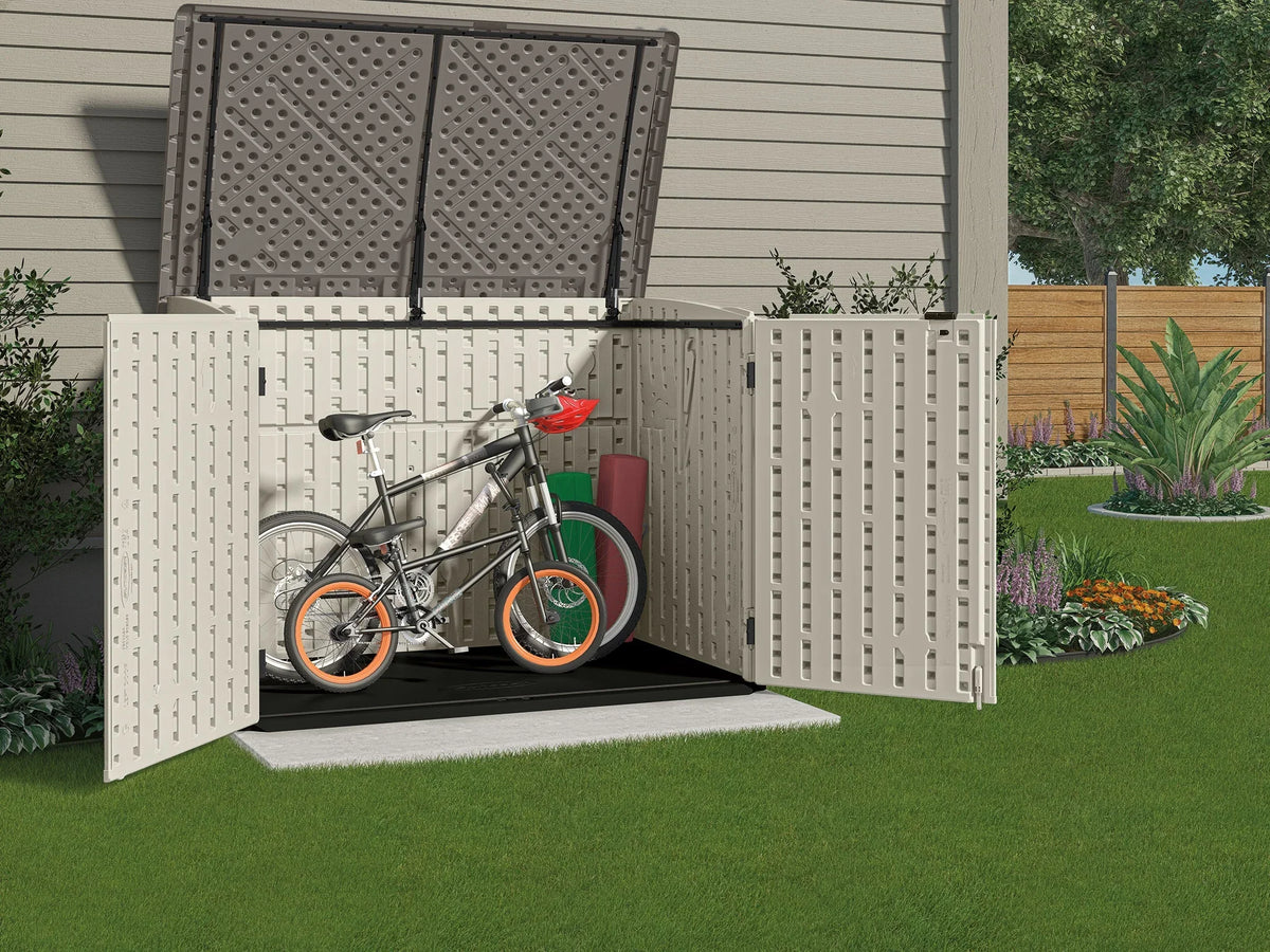D Plastic Gray, and H in x 52 in 70.5 Suncast Off-White x W Shed, Storage 44.25 in