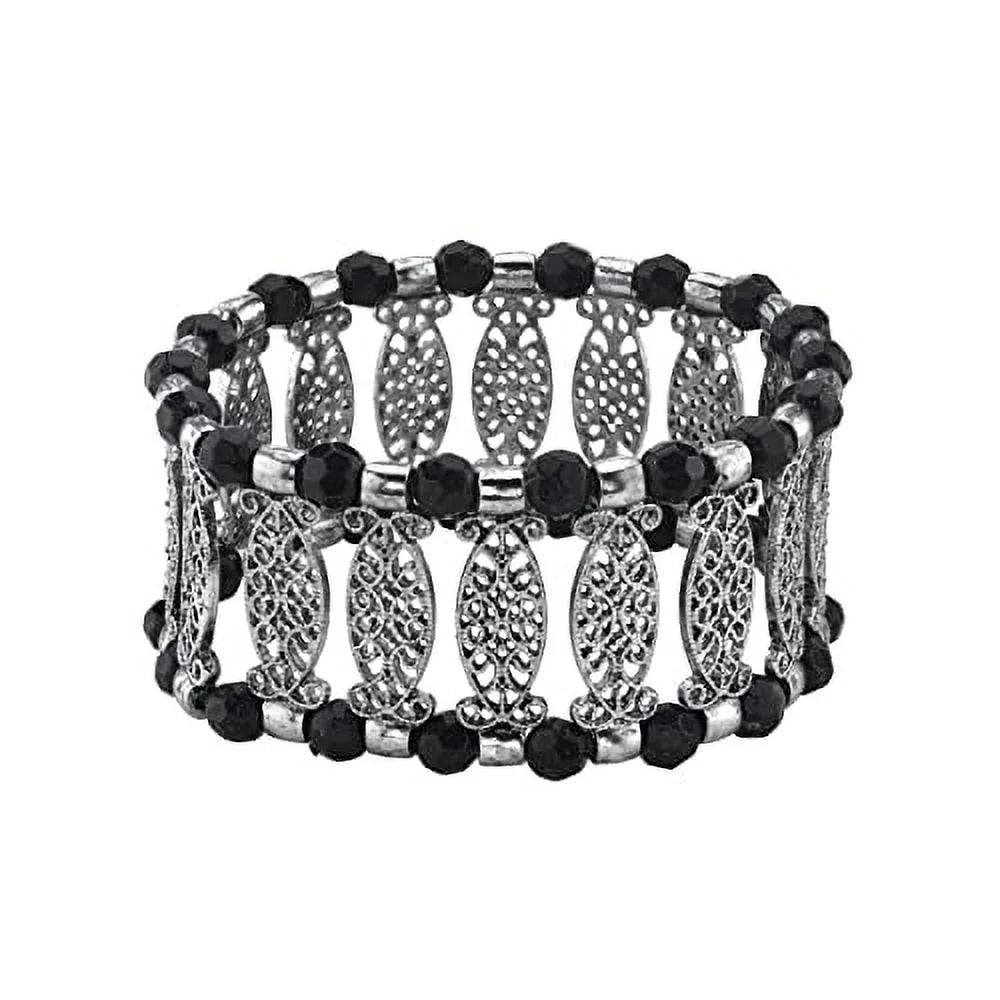 Filigree Black Color Bracelet Jewelry Stretch 1928