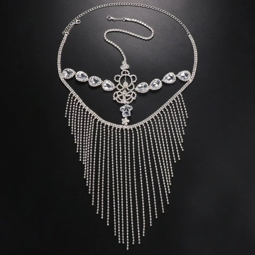 Chain Face Masquerade Hair Halloween Tassel Party Mask Women for Mask Crystal Jewelry Rhinestone Face