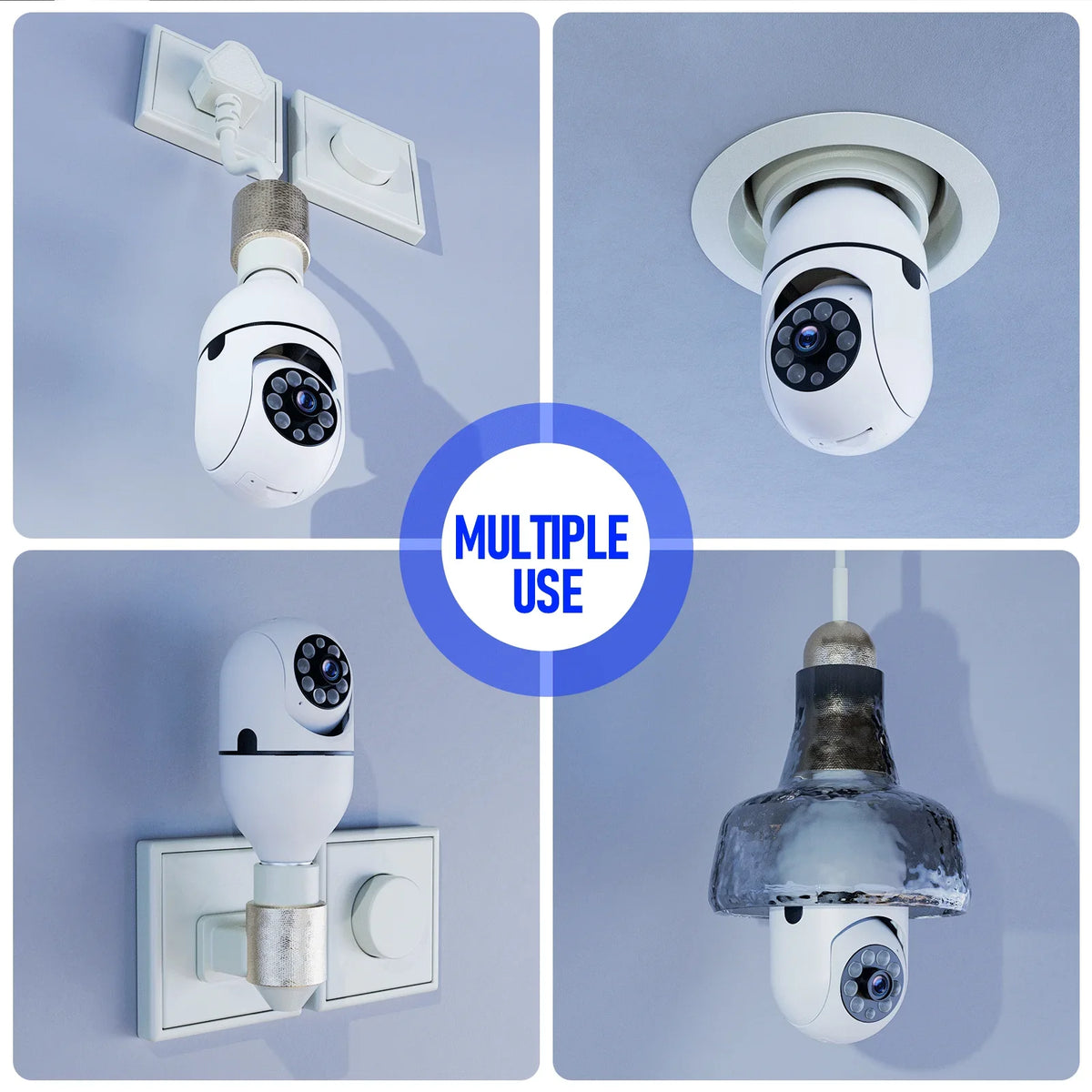 Camera Light Bulb 360° Wireless Camera Night Wifi TOGUARD Dome 1080P 2.4G Security Detection Color (2PCS) Remote IP Outdoor, Access 2-Way Vision Motion E27 Audio with Camera