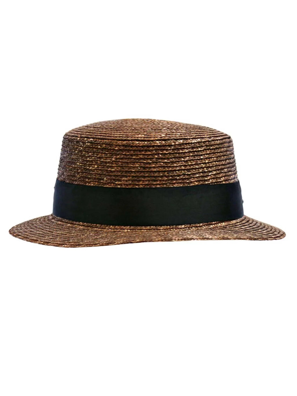 With Sun Black Straw Rhinestone Band Hat Brown