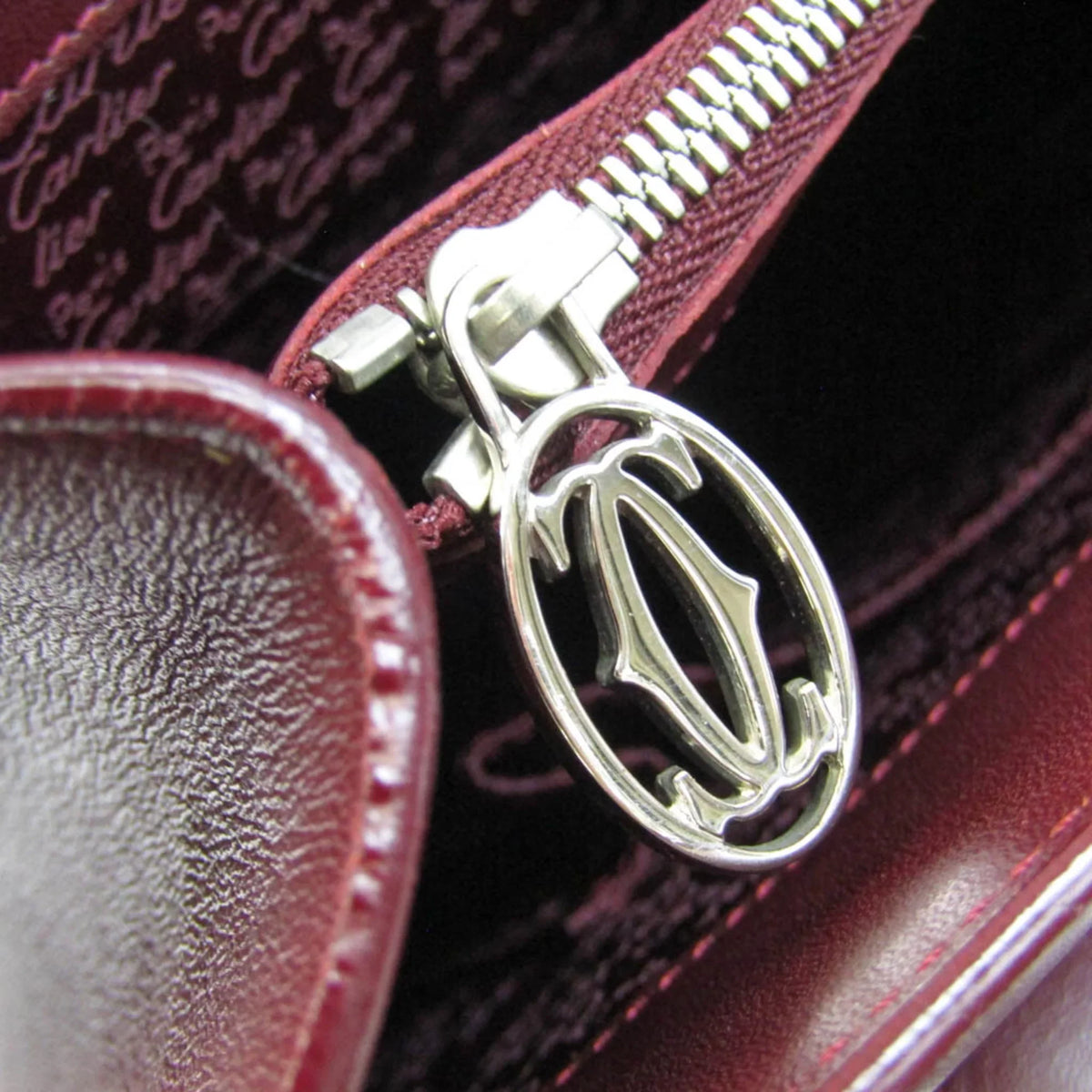 Tote Leather Women's Cartier Bordeaux Pre-Owned Bag (Good) Cabochon