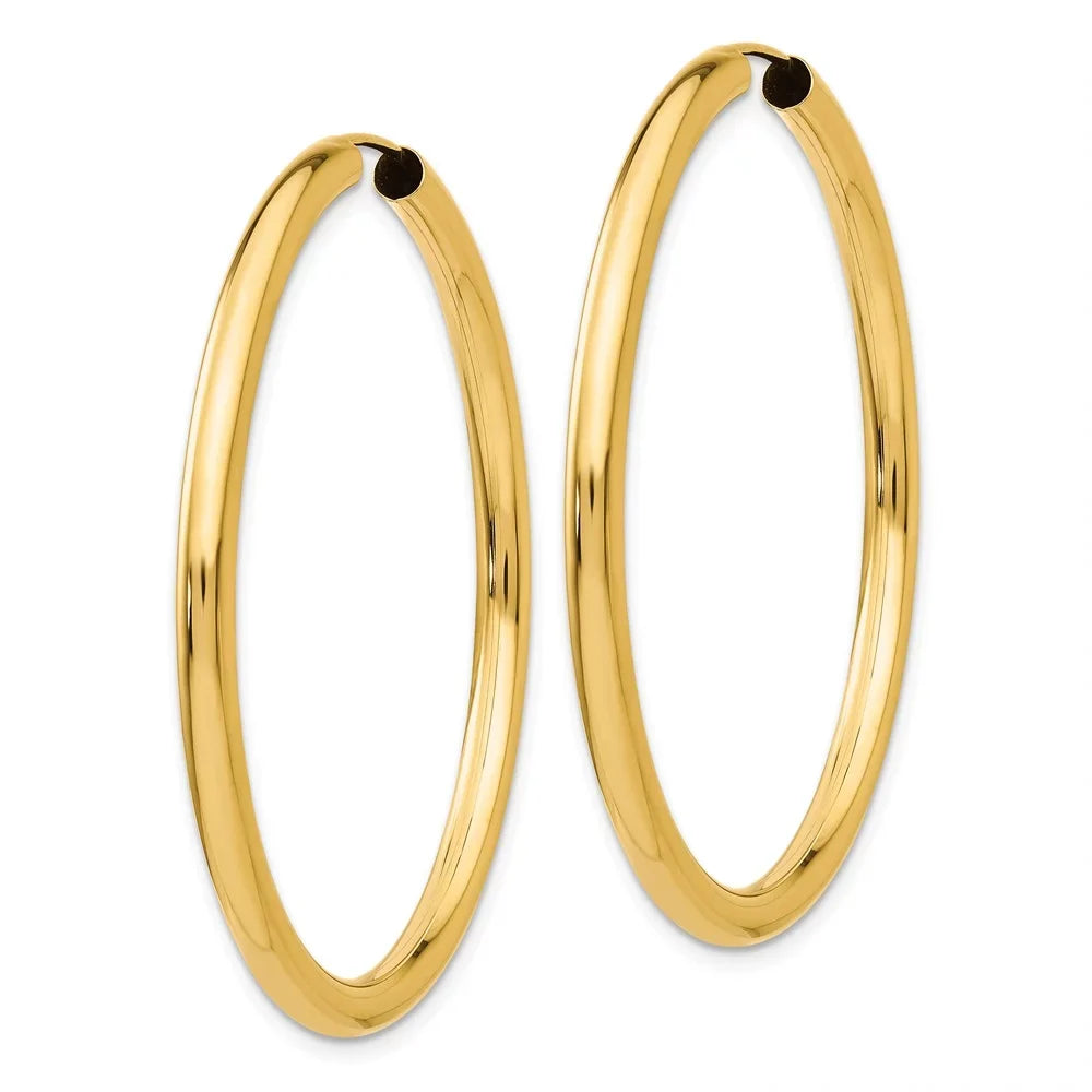 for Women Polished Adults Yellow and Earrings; Tube Gold Teens; and 14kt Hoop Endless Real for Men