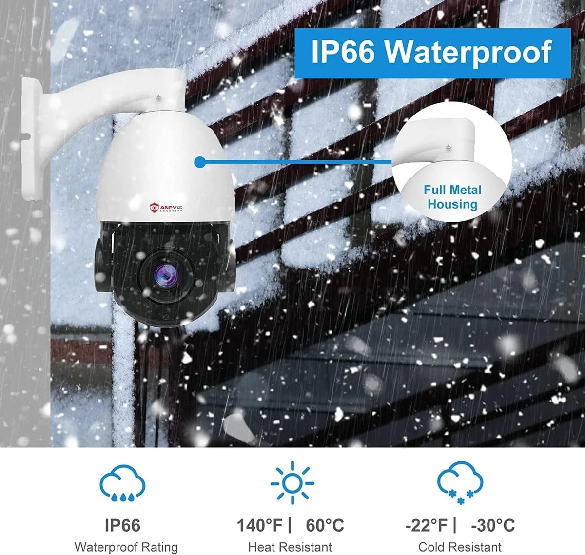 Waterproof PTZ Night PoE Camera IR Person Vehicle Camera Surveillance Metal, Zoom, 90°, Mic/Audio, Security IP Outdoor Anpviz with 8MP 360°/Tilt Indoor Pan Optical Detection, IP PTZ IP66 20X Vision,