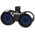 Marine 200W Tower w/LED Pyle 2-Way Dual Car Jeep ATV (Black) for Sound Light, Wakeboard Speakers Range 6.5” Bluetooth Boat, Full - Outdoor Waterproof Off-Road Includes Stereo Brackets System Speaker