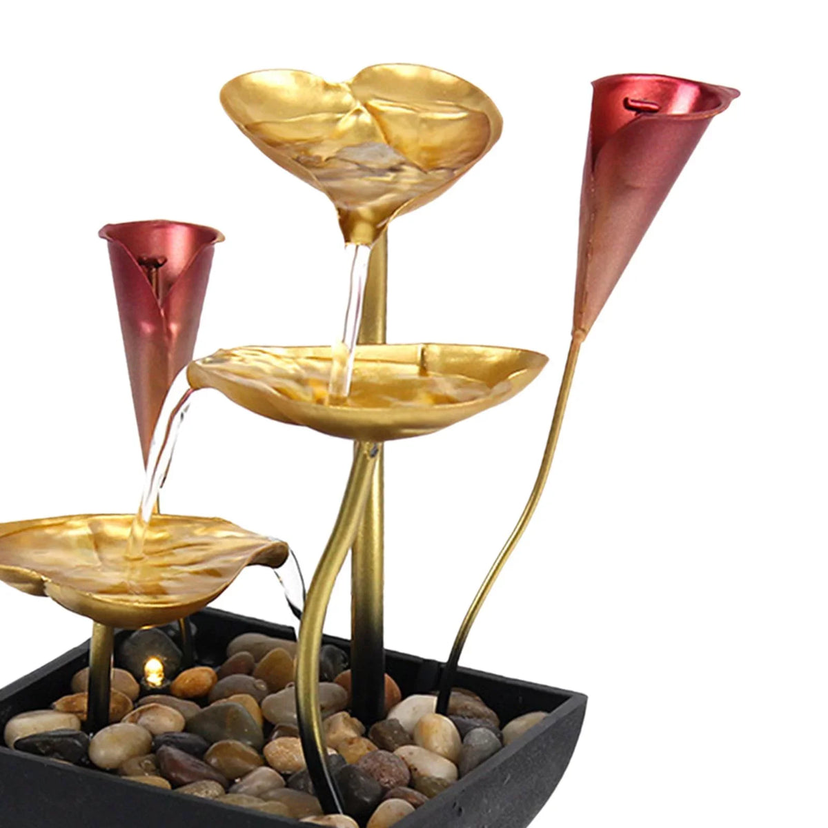 Water Home Farmhouse Decoration Tabletop Fountain Garden with LED Water for Fountain Circular Indoor Waterfall Light Warm Lighted