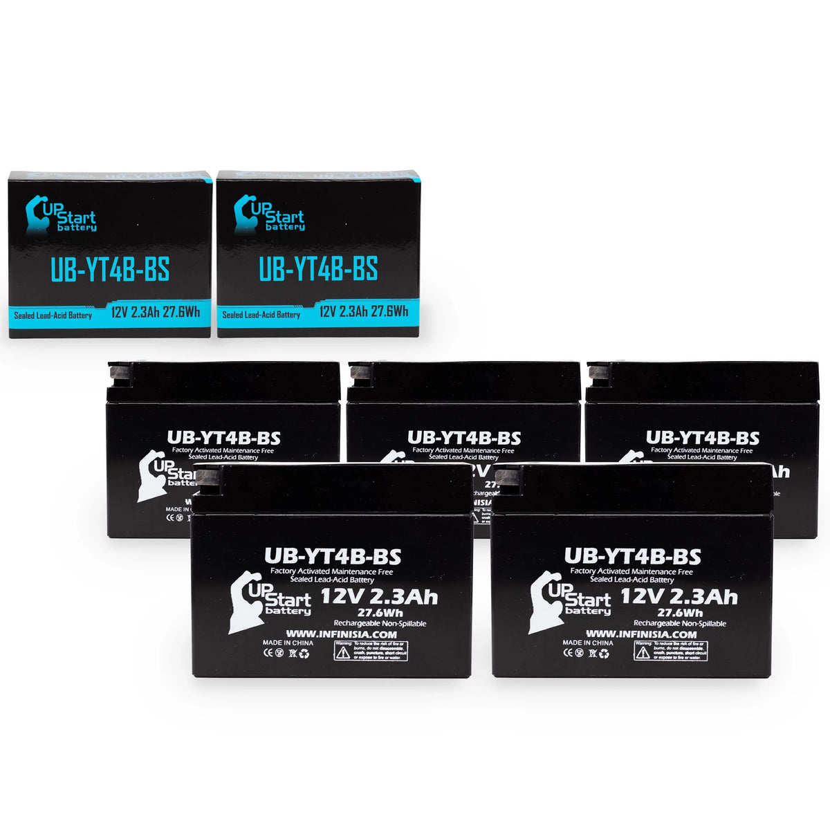 Yamaha SR400 Free, Battery Activated, 12V, Factory Motorcycle 2.3Ah, UB-YT4B-BS Maintenance Battery - 2004 5-Pack UpStart for 400CC Replacement