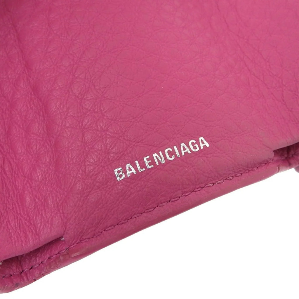 391446 Balenciaga Pre-Owned tri-fold BALENCIAGA pink with hook (Good) mini paper wallet leather