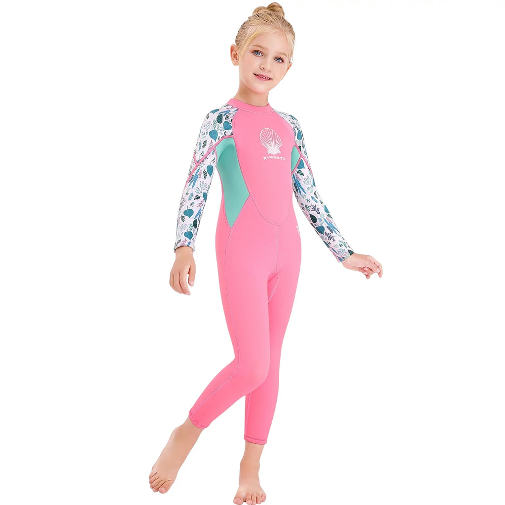 Surf Quick Sleeve Zipper Girls Wetsuit - with Swimsuit for Dry - Diving One Back Suit Piece X-MANTA Long