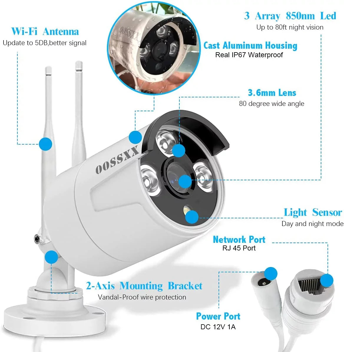 Drive, without Security 4Pcs 3.0MP System, Kits Hard Wireless 2K Dual Security Camera Surveillance Cameras WiFi Antennas Outdoor NVR
