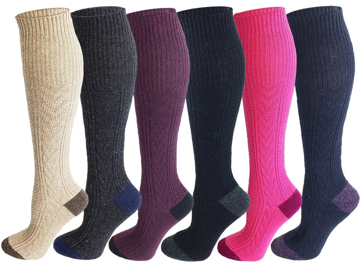 Women Cable High Knit Winter 6 Socks Knee tone Pairs two Boot sumona