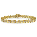 color, (J-K 14K 6.0 Gold-Plated clarity) Sterling - Yellow Classic Diamond "S" 7.5" Silver Round-Cut Bracelet Cttw I1-I2 Link .925