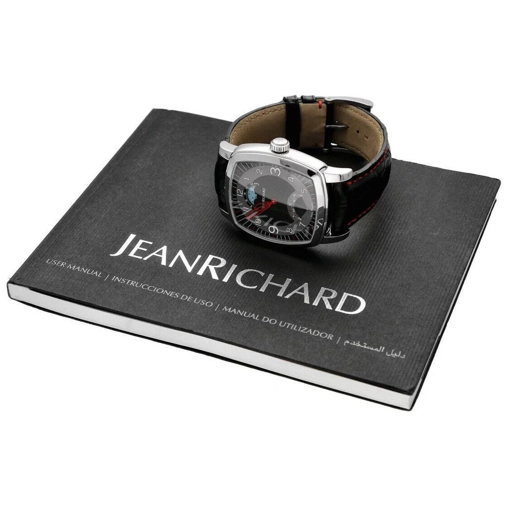 XL Leather Watch Men's Moonphase Steel 46016 Richard Jean TV Automatic Screen