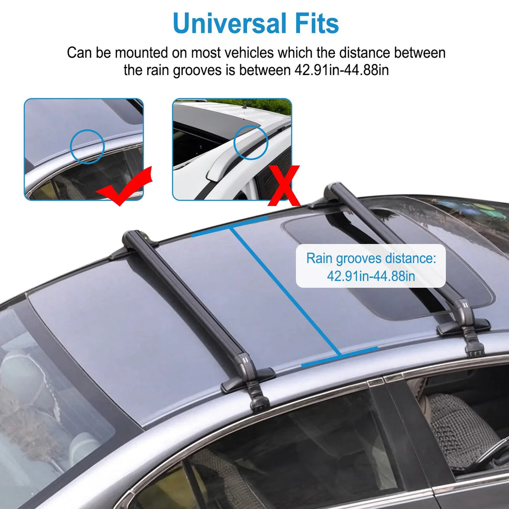 Adjustable Anti-Theft Pieces Luggage-2 Car Bar, for 43in Frame Cargo Crossbar Hooks Window Universal Lock Kayak Rack Bike Cross Roof with