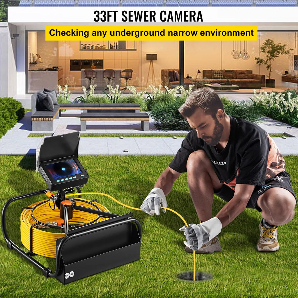 Camera LEDs with Camera Duct 8500MAH Pipeline in. 32.8FT Function Battery, SKYSHALO IP68 Waterproof TFT Lithium DVR Camera Inspection Cable Sewer Camera 4.3 Monitor 10M 6PCS Inspection LCD Screen Pipe