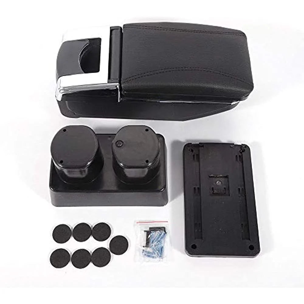 Leather For Versa Console Rotatable Tiida Armrest Latio Nissan OUKANING Center Parts Box Storage Automotive Black Body Automotive 2007-2011