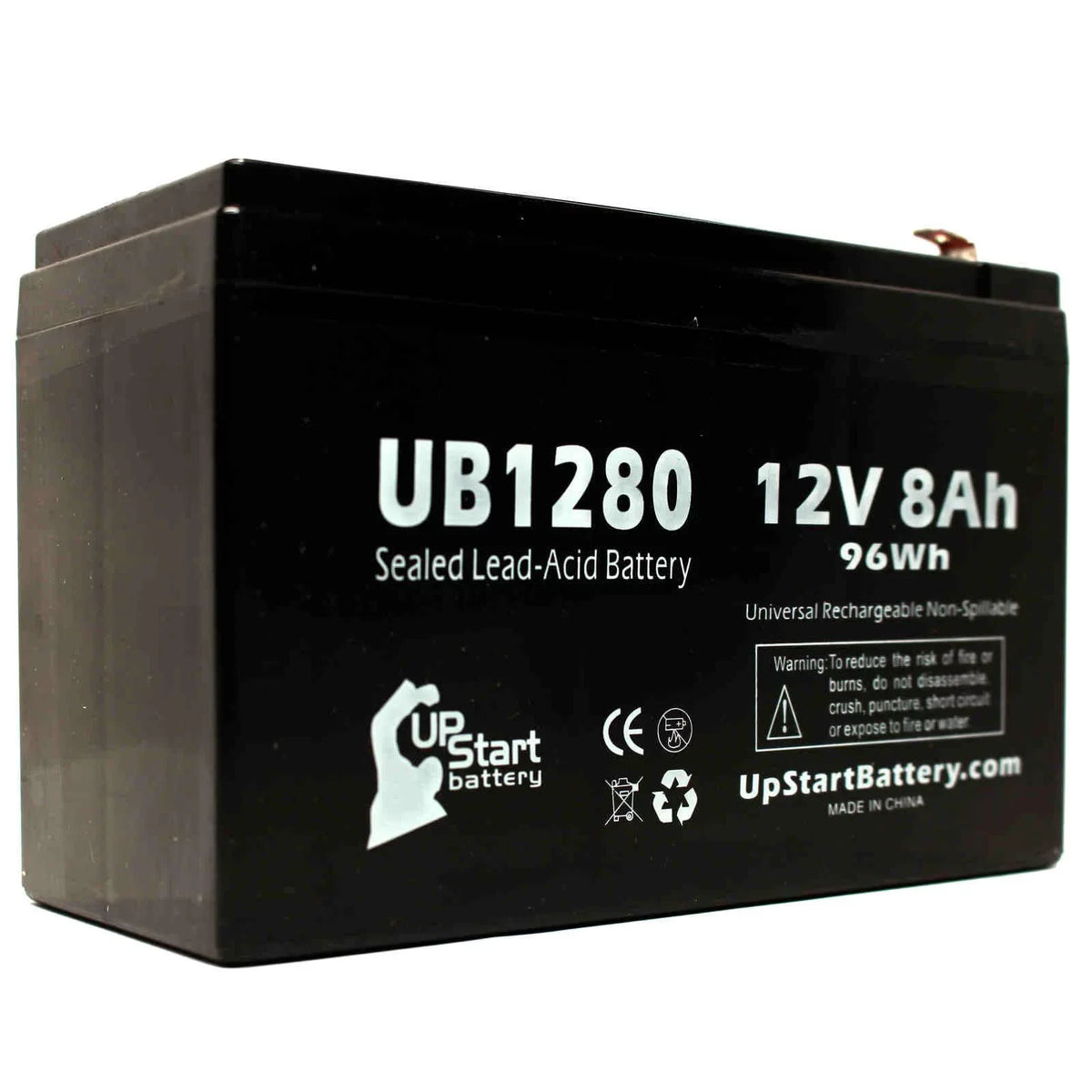 '- Battery Sealed UB1280 F1 (12V, F2 Compatible 6 Includes F1 Pack SLA) Opti-ups Replacement Terminal, Terminal 8000mAh, - Universal 3x Battery 280ES Acid AGM, 8Ah, - Adapters Lead to