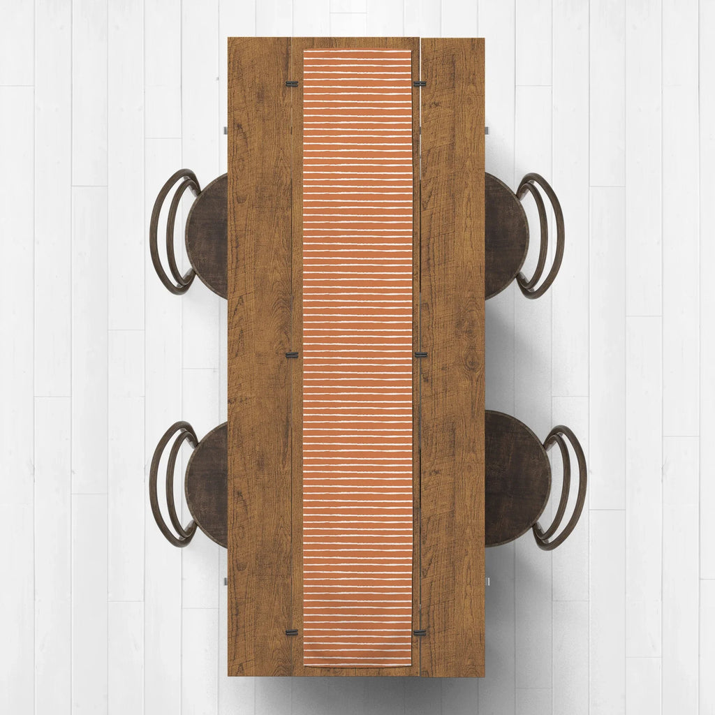 Orange Runner Sketch Stripes Twill 16x90 Products Creative Table Poly