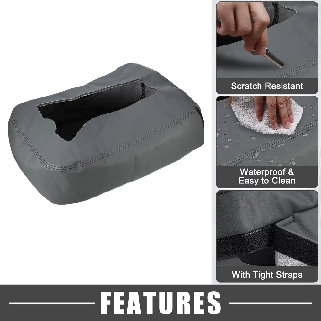 Leather 1500HD Center 1500 Pad Console Chevy Waterproof Faux 2007-2014 Dark Silverado Cover Gray for