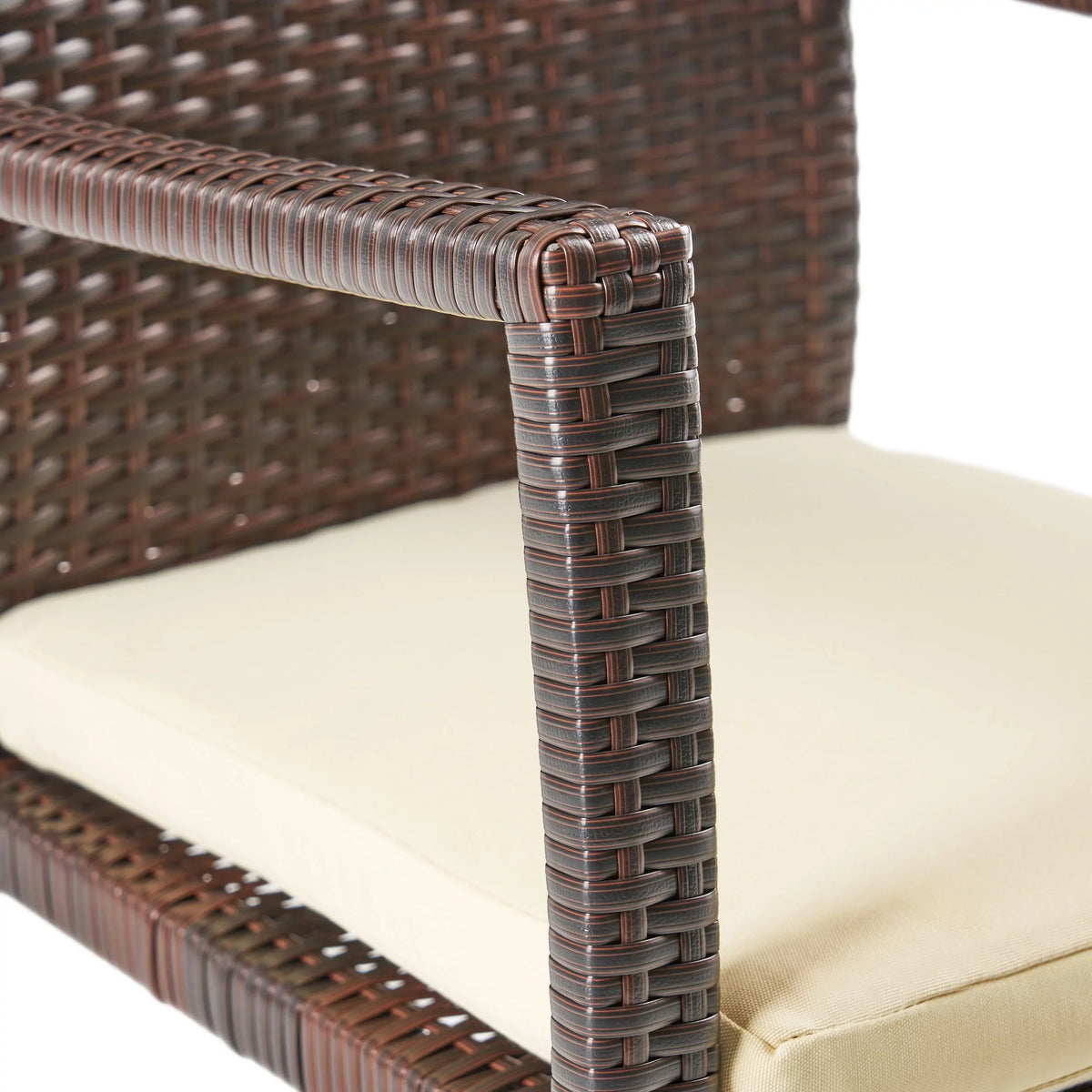 Set, Outdoor Cream Wicker Expandable Seater and Maxwell 8 Brown, Wood Dining
