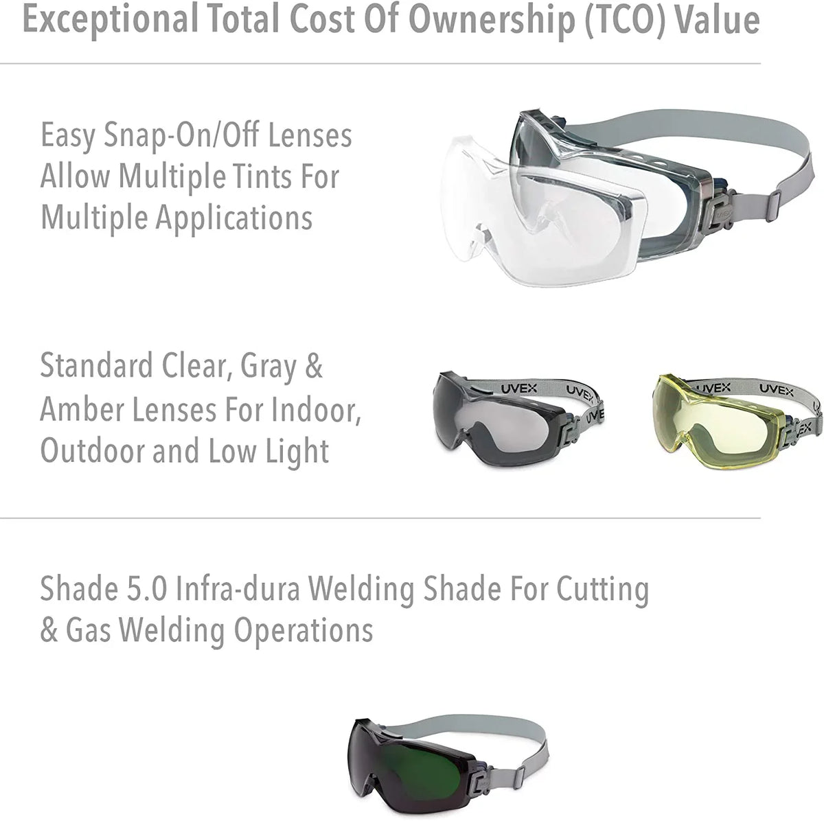 763-S3970HSF Frame Safety Safety OTG Navy Lens Goggle, Uvex North Stealth Clear