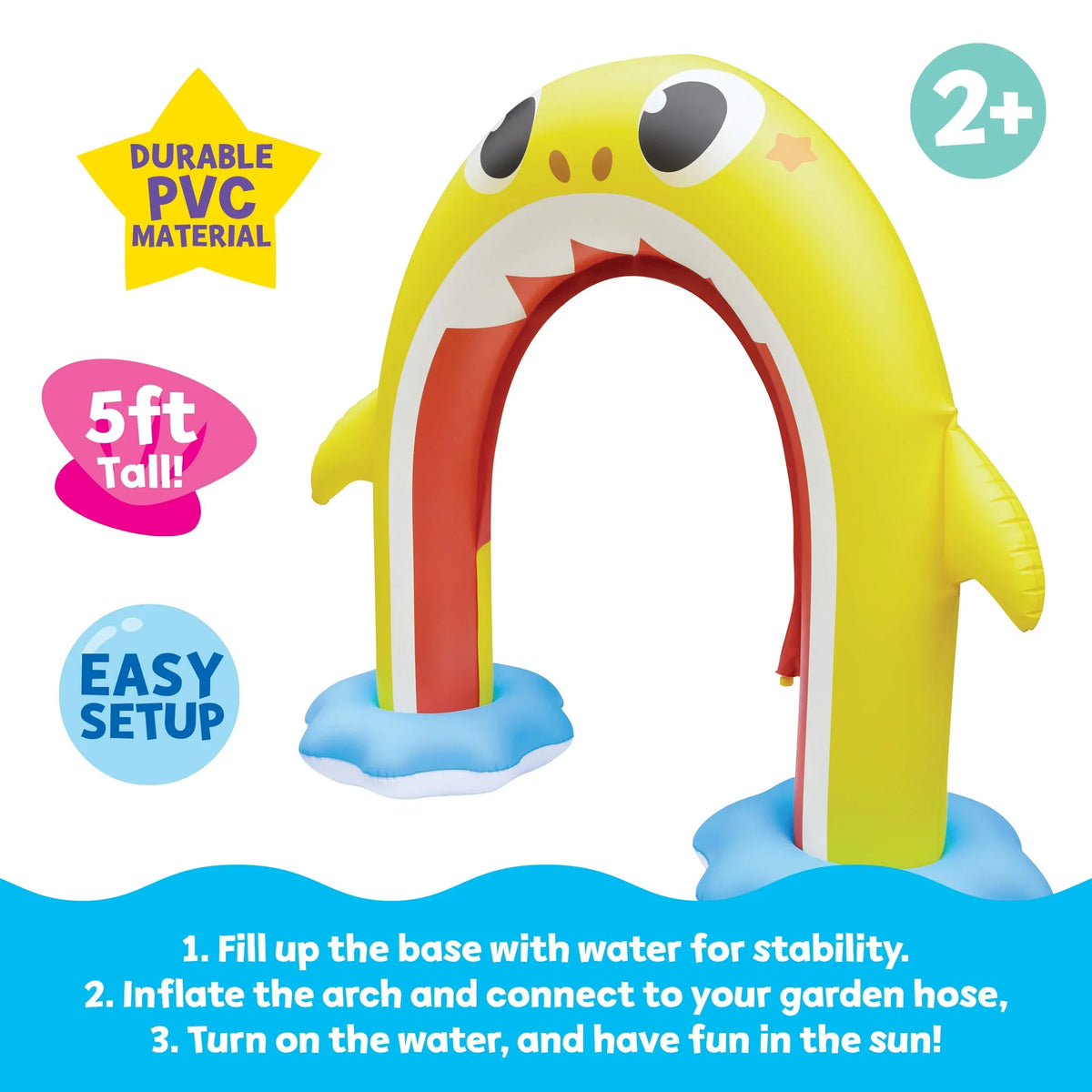 Baby Summer Sprinkler 2+) Arch, 5ft (Ages Backyard Rainbow Water Pinkfong Shark Fun Inflatable