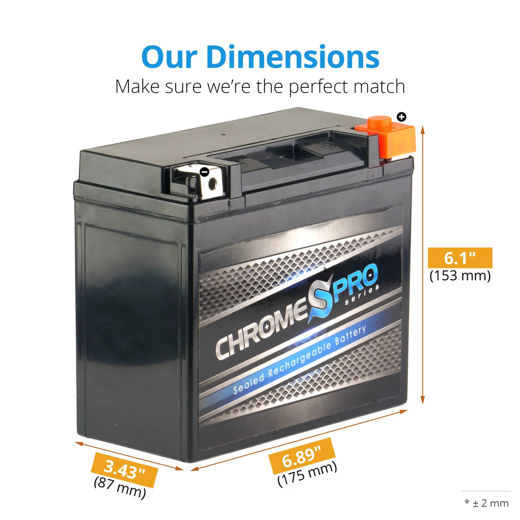 Volts,18 Cca) Js800 Sx-r Battery Ytx20hl-bs Ah, 2008 for Chrome 800cc Pro (20hl-bs Kawasaki Battery 310 Replacement 12