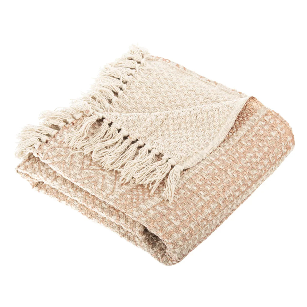x 60" Striped 72", Beige/Copper Fringe, SAFAVIEH Throw Becks with