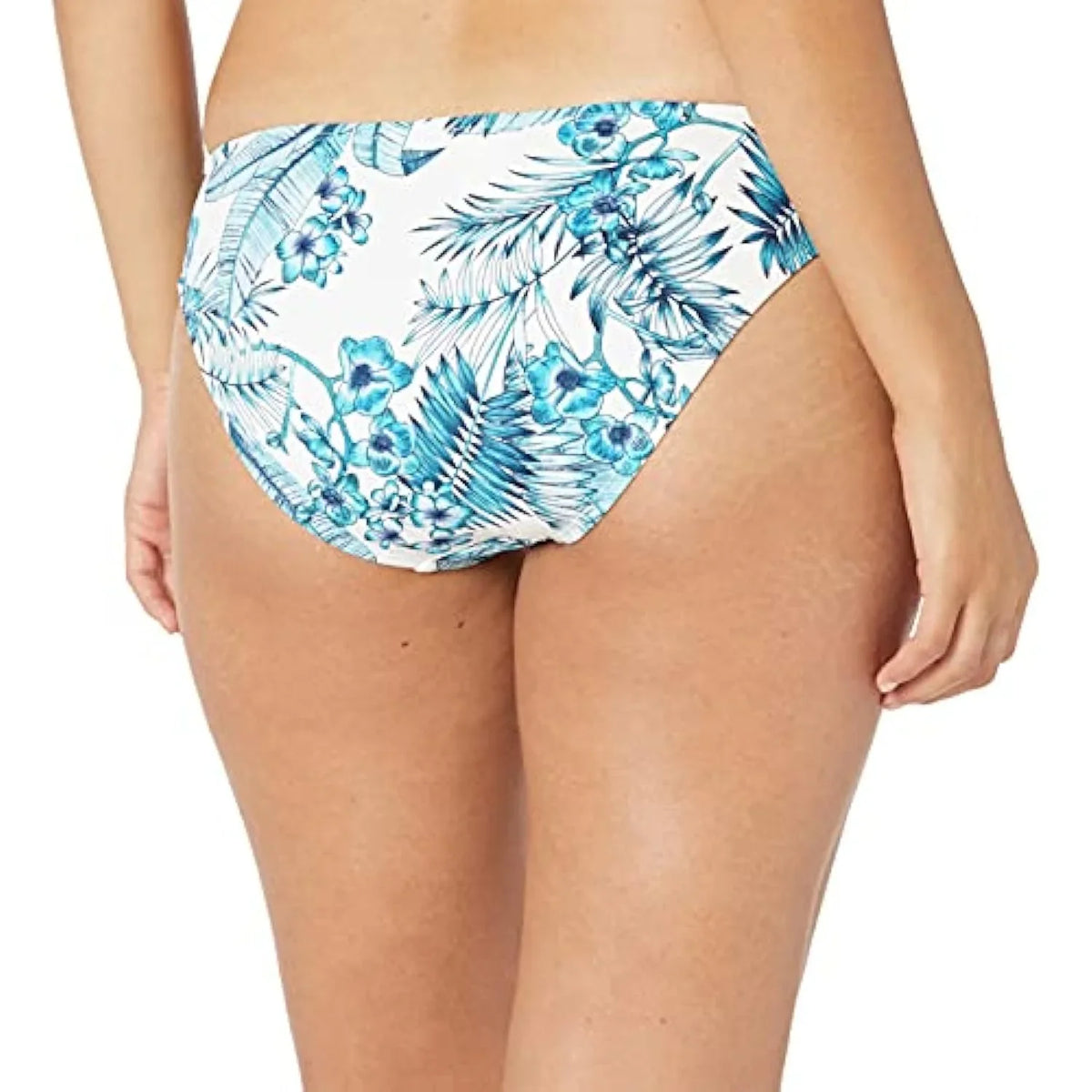 4 La Women's Bikini Aquamarine/Tranquility Side Blanca Palm, Bottom, Shirred Swimsuit Hipster