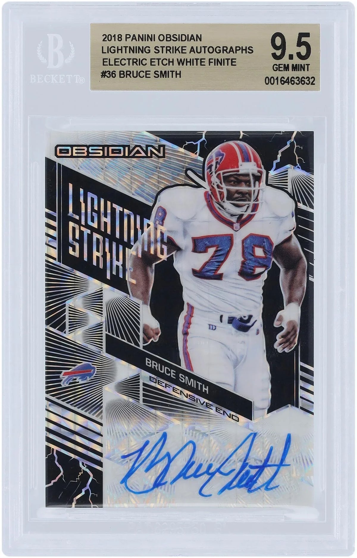 Obsidian Panini #LS-36 Bills Card Certified Buffalo BGS White #1/1 Finite Fanatics Authentic 2018 - Smith Authenticated 9.5 Bruce Autographed
