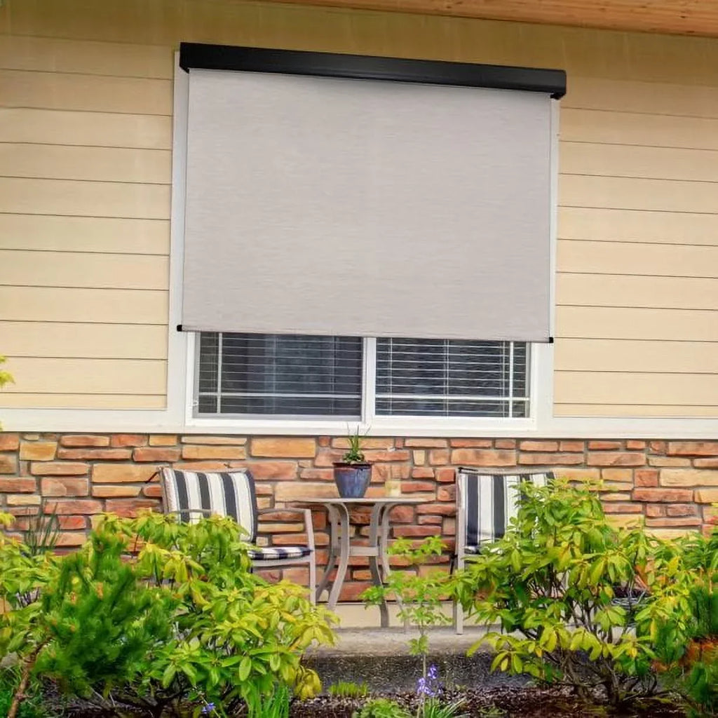 Brown) Shade Patio Fabrics (Dark Wide 10ft Sun Outdoor Keystone Motorized PVC