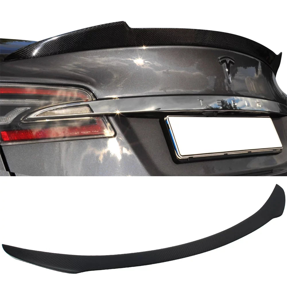 Spoiler S Compatible 12-23 Carbon H Fiber Tesla Style 2013 Motorsports 2012 CF 2018 2016 Rear 2017 with 2014 2015 Model Wing - Ikon Trunk