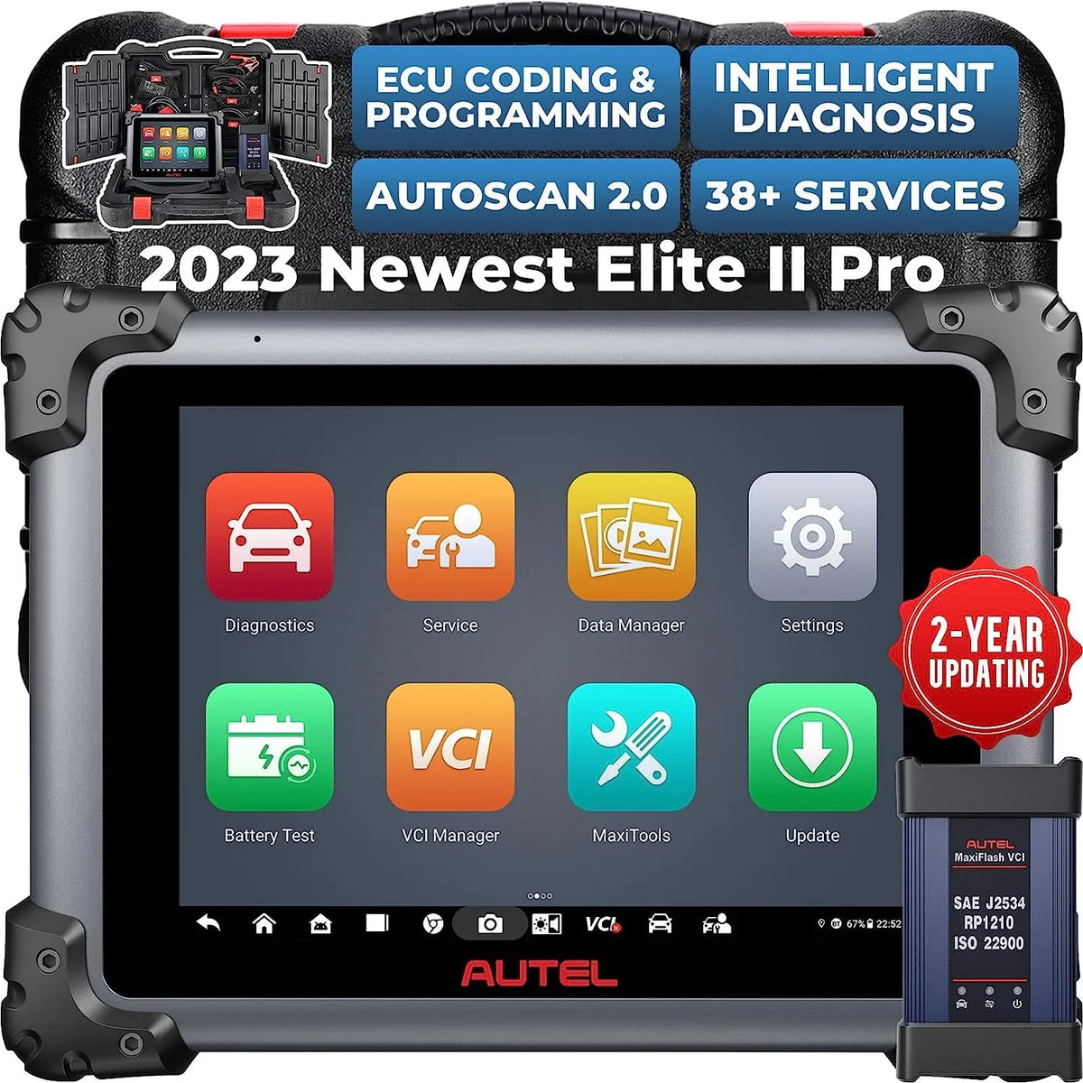 Years Ver. MS919/ Intelligent Programming J2534 2 Autel Diagnostic MS909/ Services ECU Diagnostic Elite Elite & Free II Pro 2.0, 2 New 38+ Scan Coding, Tool MaxiSys of Car
