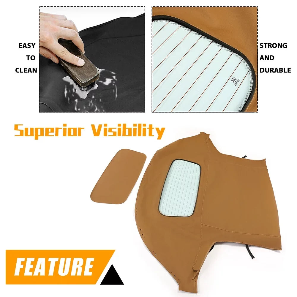 Kojem Glass Window Heated Sailcloth Vinyl Miata Convertible with Top for Tan 1990-2005 Mazda Soft